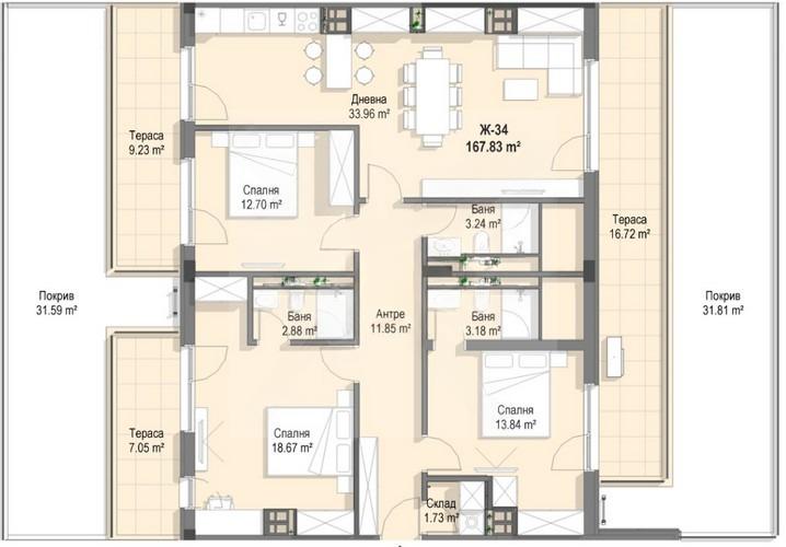 Apartments For Sale 4-Room, Sofia, Krastova Vada