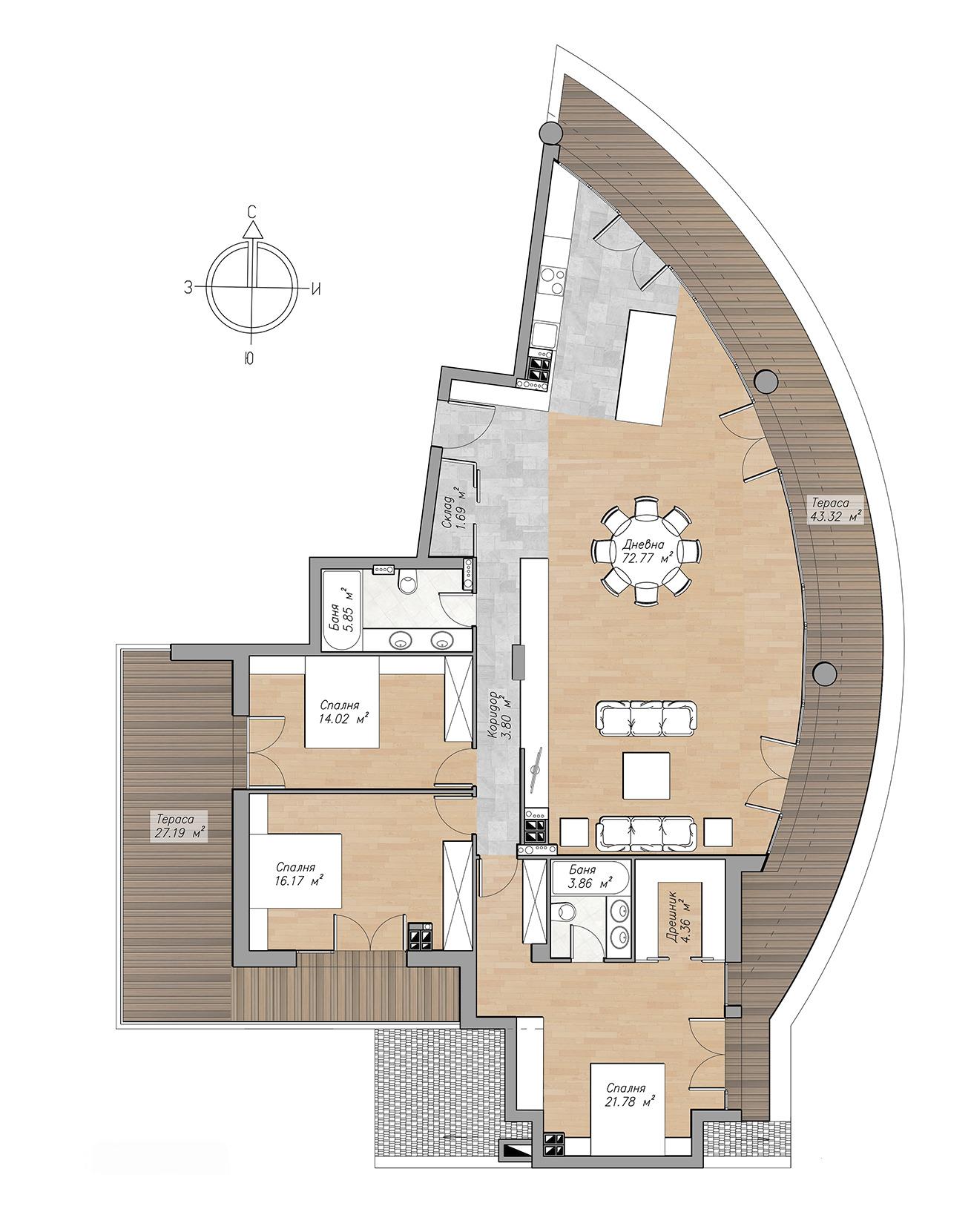Apartments For Sale 4-Room, Sofia, Oborishte
