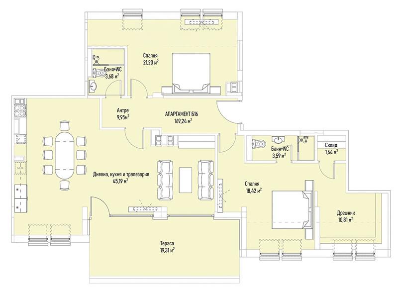 Apartments For Sale 3-Room, Sofia, Lozenets