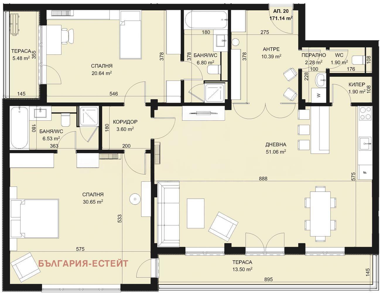 Apartments For Sale 3-Room, Varna, Briz