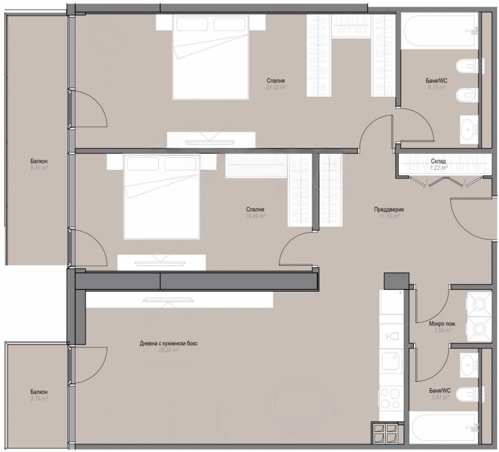 Apartments For Sale 3-Room, Sofia, Oborishte