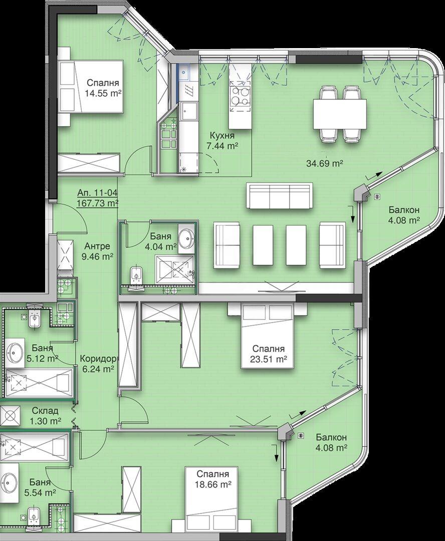 Apartments For Sale 4-Room, Sofia, Krastova Vada