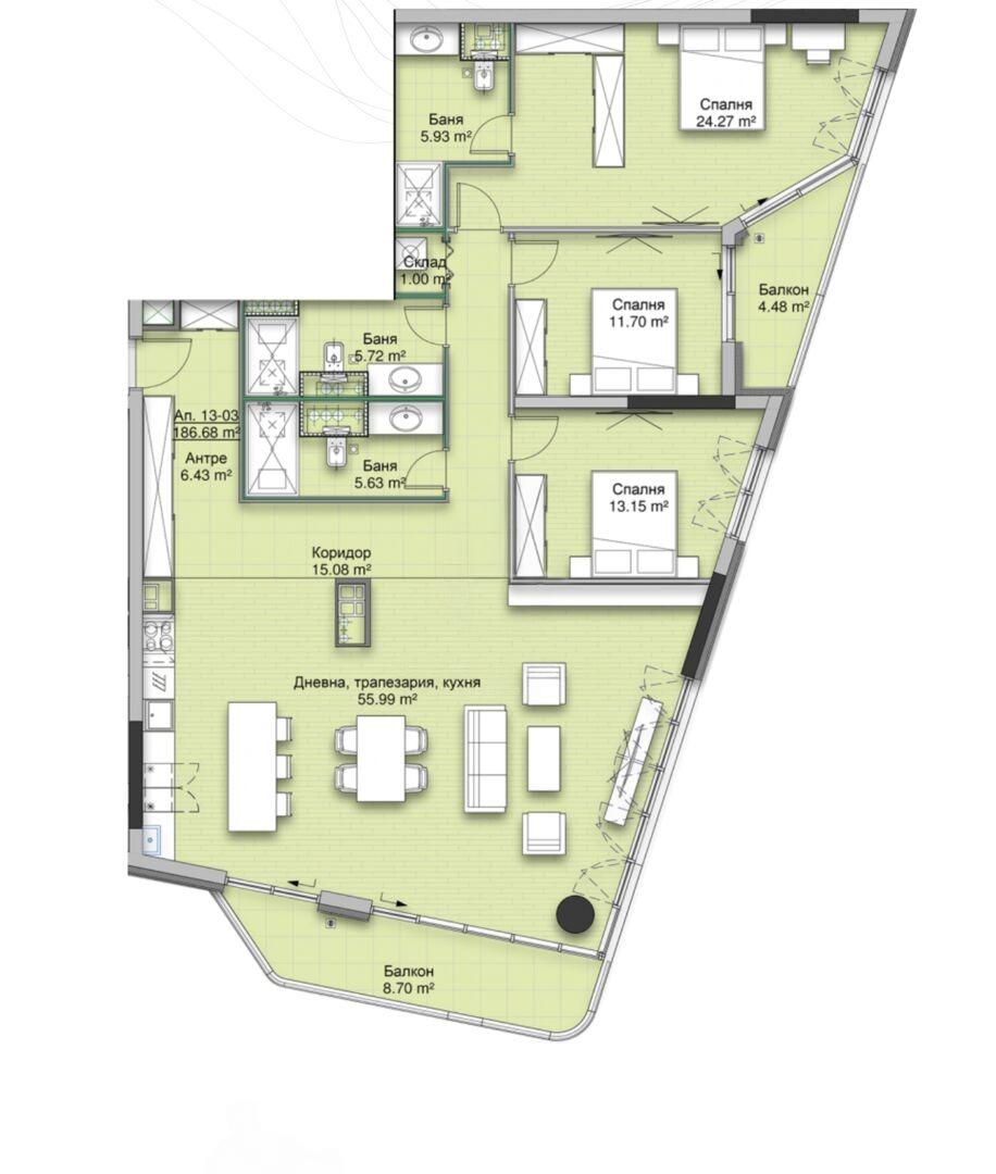 Apartments For Sale 4-Room, Sofia, Krastova Vada