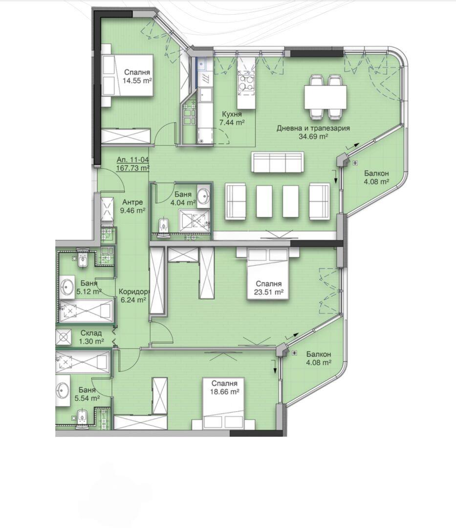 Apartments For Sale 4-Room, Sofia, Krastova Vada