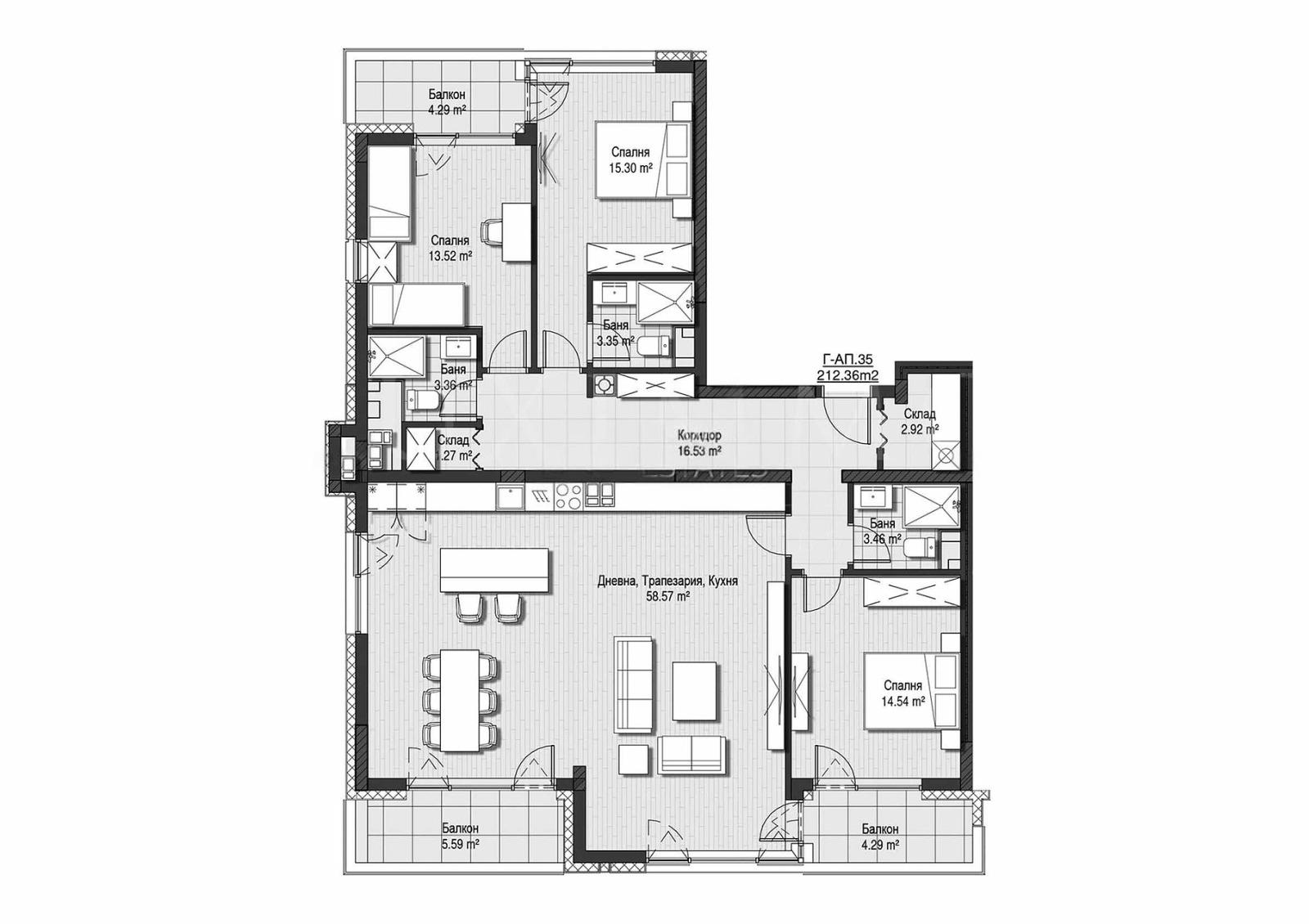 Apartments For Sale 4-Room, Sofia, Vitosha