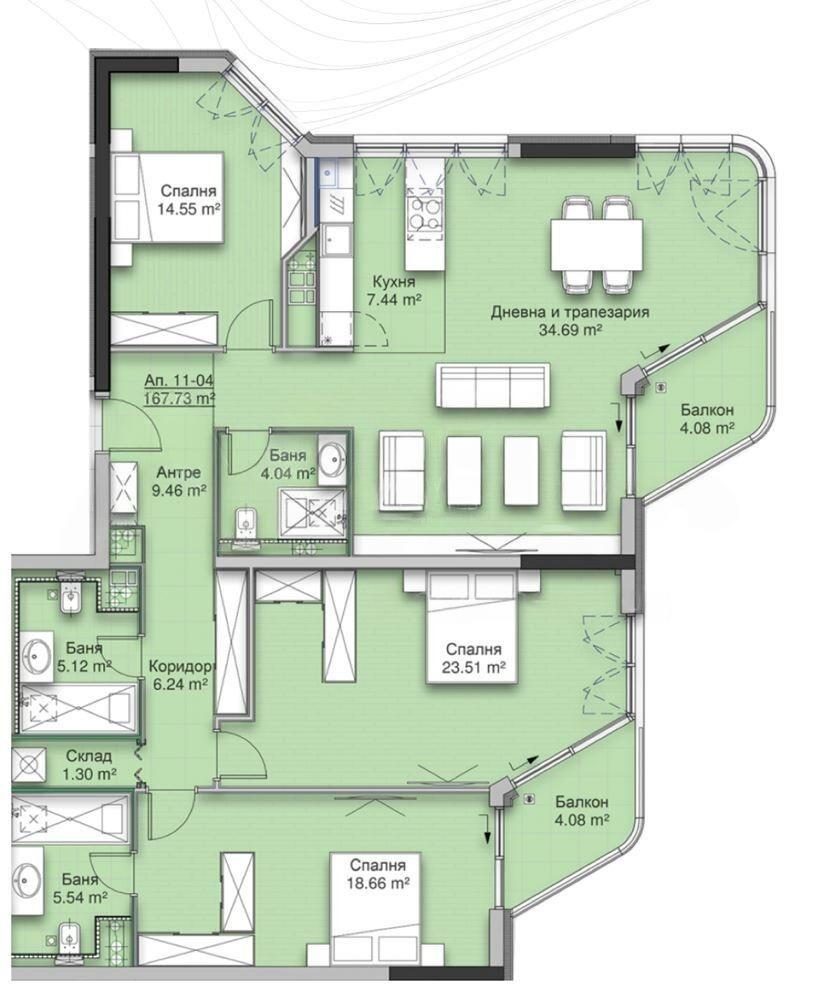 Apartments For Sale 4-Room, Sofia, Krastova Vada