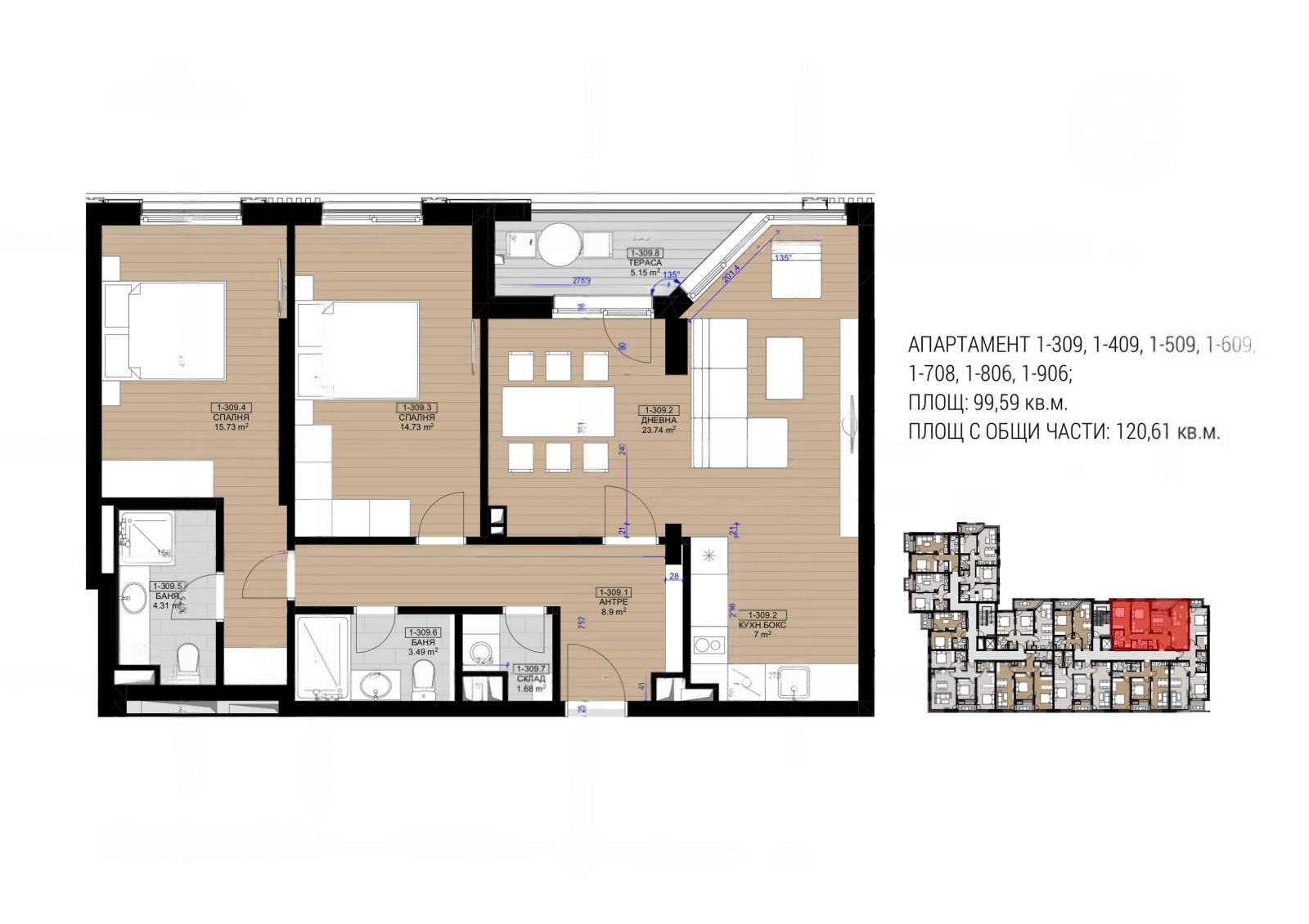 Apartments For Sale 3-Room, Sofia, Poligona
